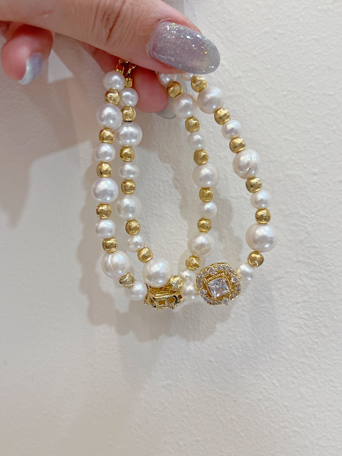 ✨Freshwater Pearl Brass Bracelet|淡水極光螺紋珍珠手鏈✨