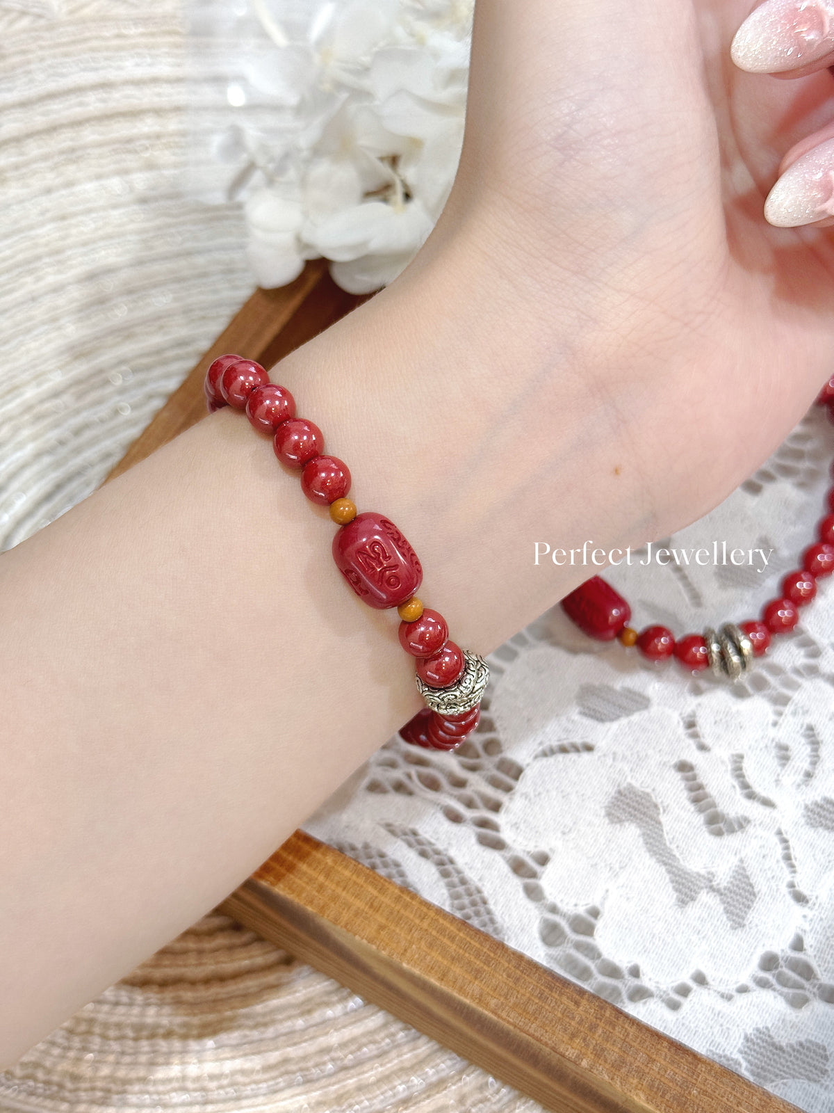 Cinnabar Bracelet 硃砂石經文手串