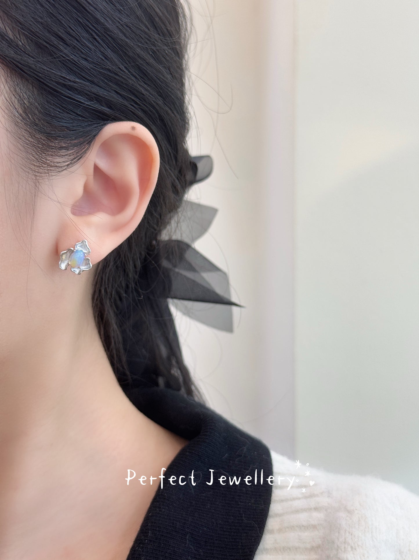 Opal 🫧S925 Earring | 白澳寶S925浪花🌊耳釘✨