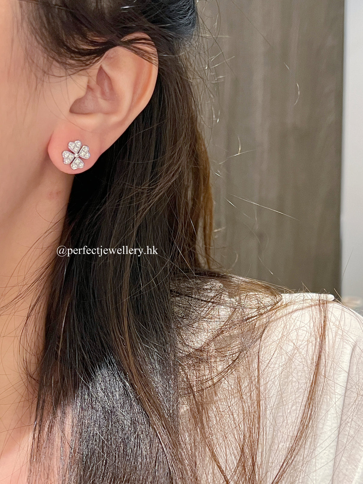 D Colour Moissanite Clover S925 Earrings |莫桑石四葉草🍀滿鑲耳釘