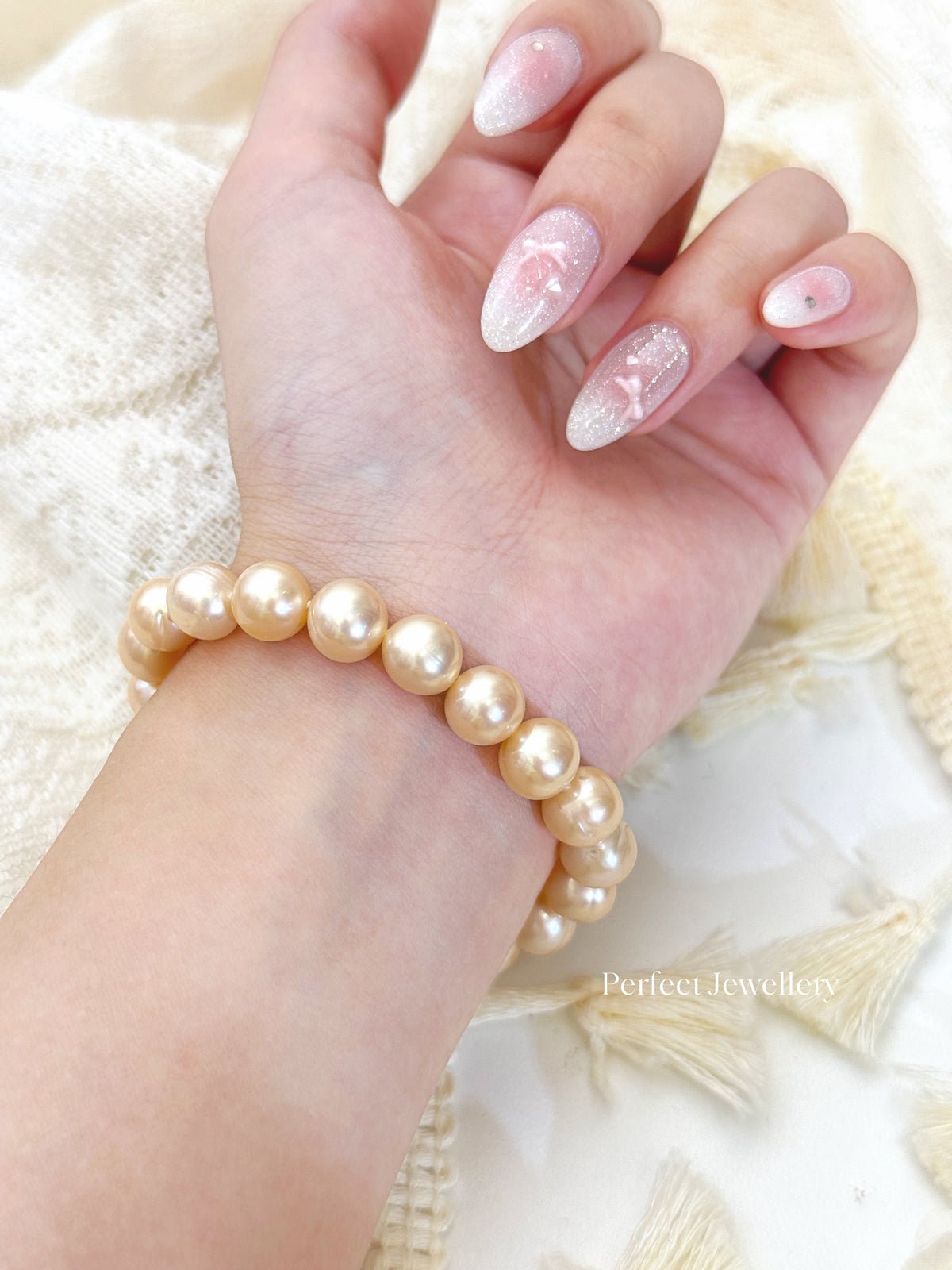 8.5-9mm Freshwater Pearl Bracelet 香檳金橙淡水珍珠手鍊