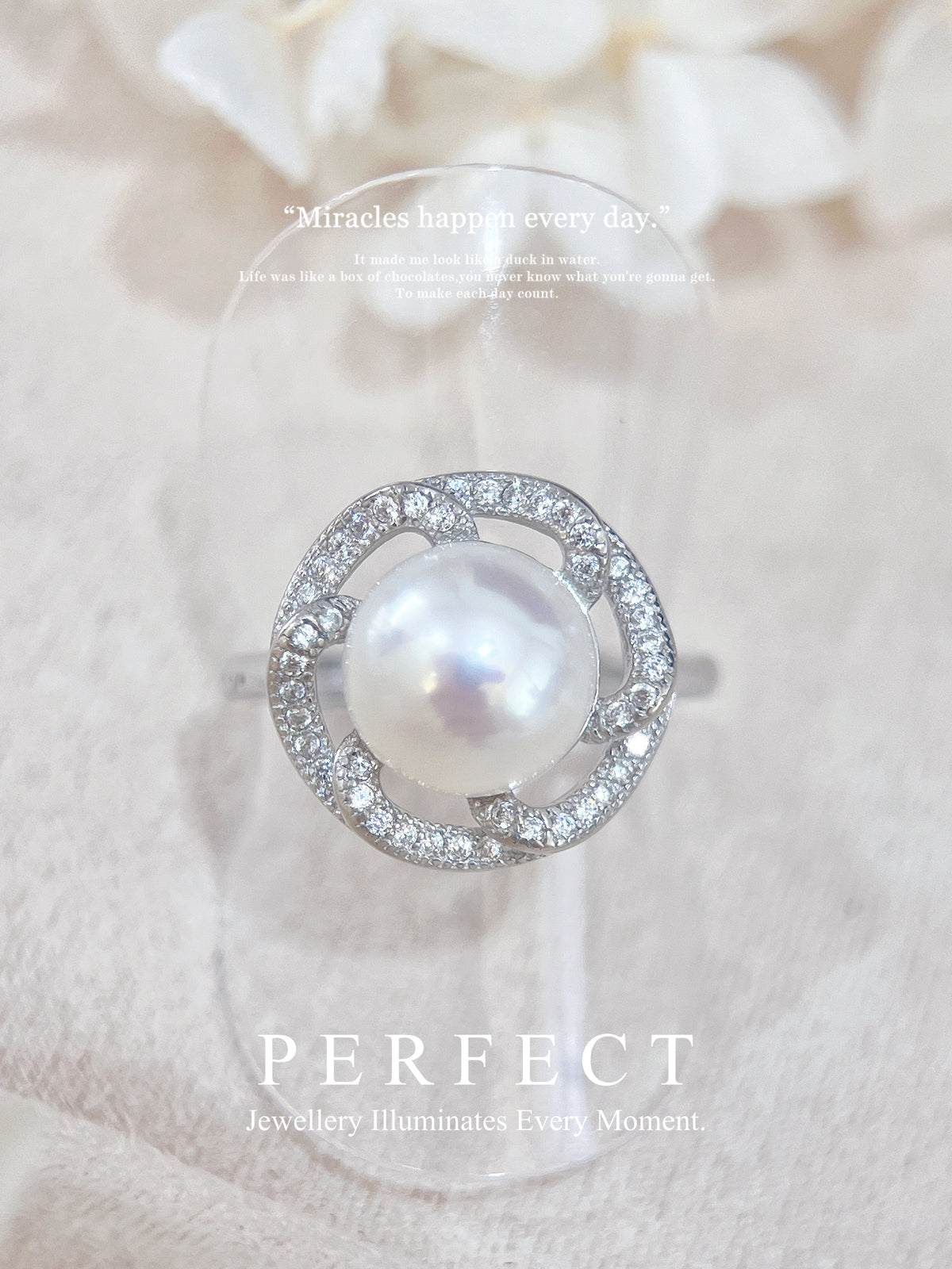 9.3mm Freshwater Pearl S925 Ring | 淡水珍珠花邊圍鑲戒指