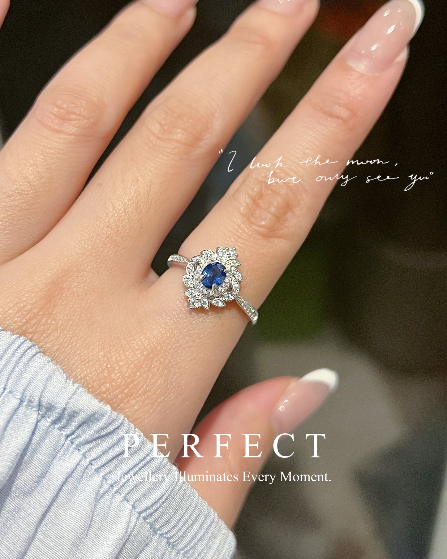 ✨0.45ct Blue Sapphire S925 Ring | 藍寶石繁花戒指🌸✨