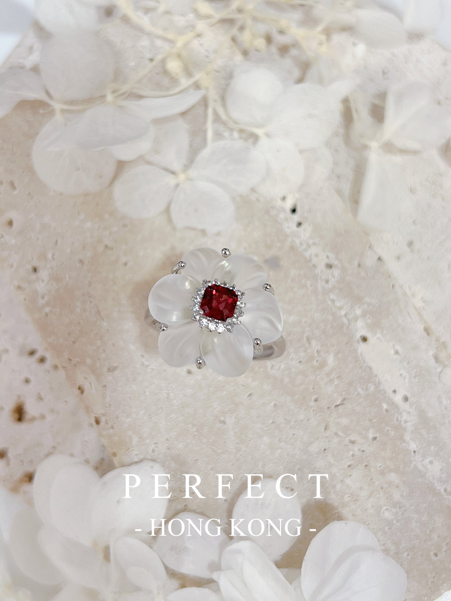 0.4ct Red Garnet Clear Quartz 🌸S925 Ring | 紅石榴白水晶戒指♥️✨
