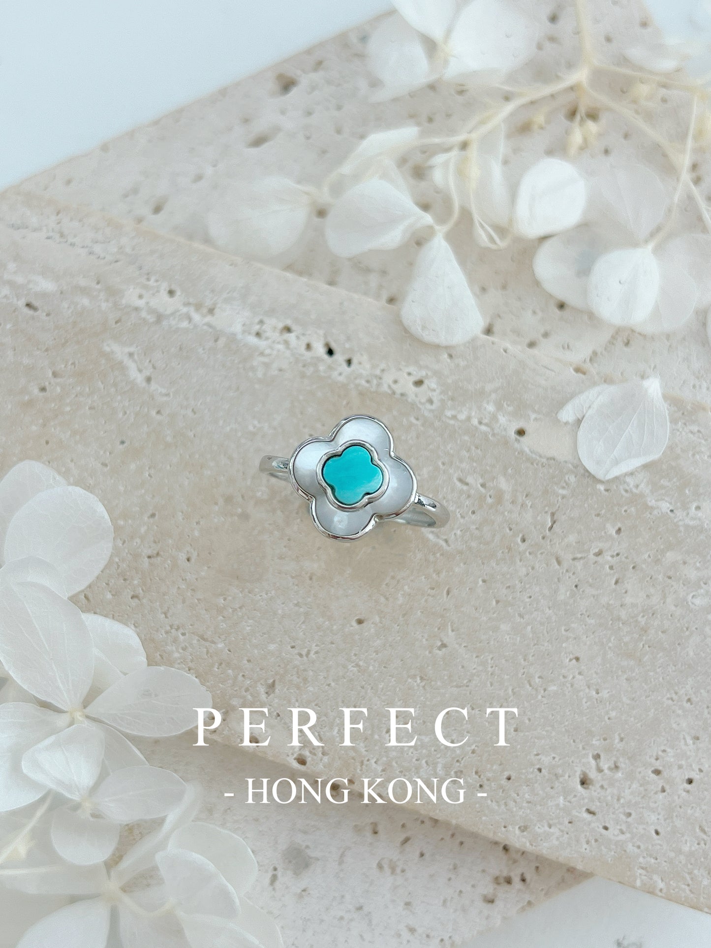 Turquoise MOP Clover S925 Ring | 綠松石母貝四葉草戒指🩵✨