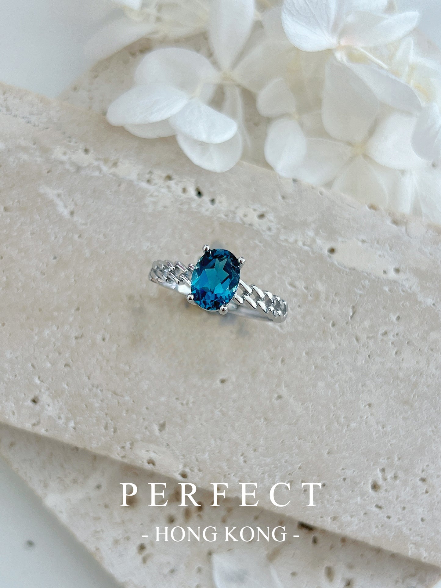 1ct London Blue Topaz S925 Ring | 倫敦藍托帕石鎖鏈戒指💙✨