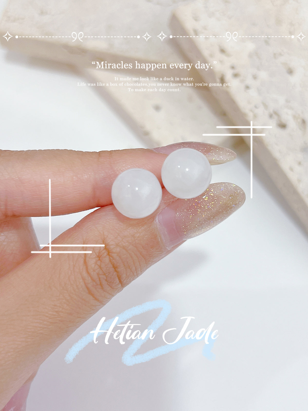 Hetian Jade S925 Earrings | 和田白玉耳釘🤍✨