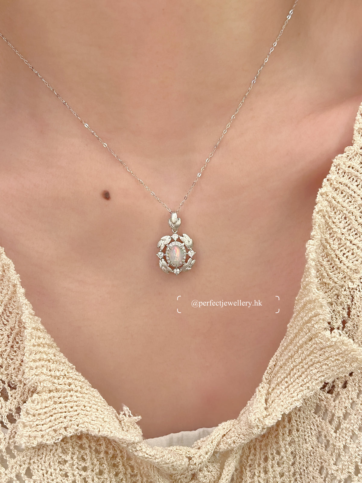 Opal 🌈 S925 Necklace |澳寶桂葉磨沙項鏈✨🍃
