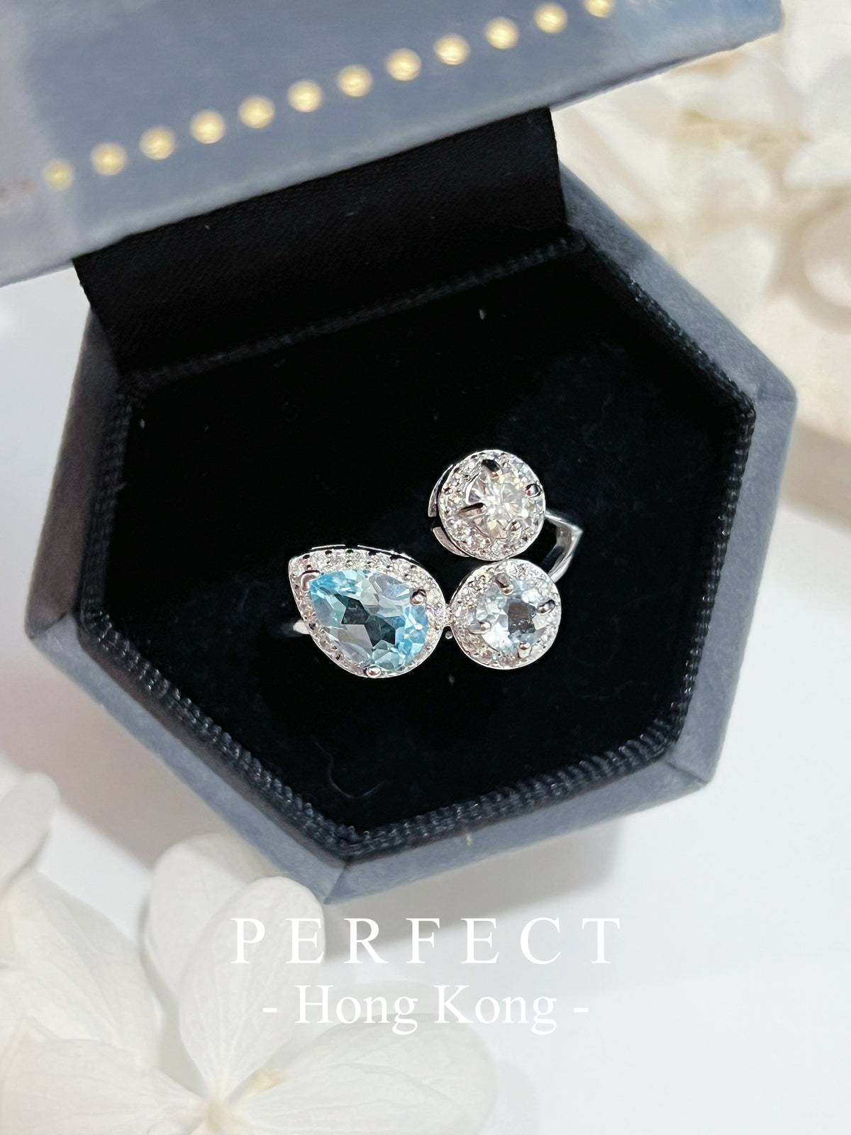 Topaz Aquamarine Trilogy S925 Ring | 托帕石海藍寶莫桑石三石戒指✨