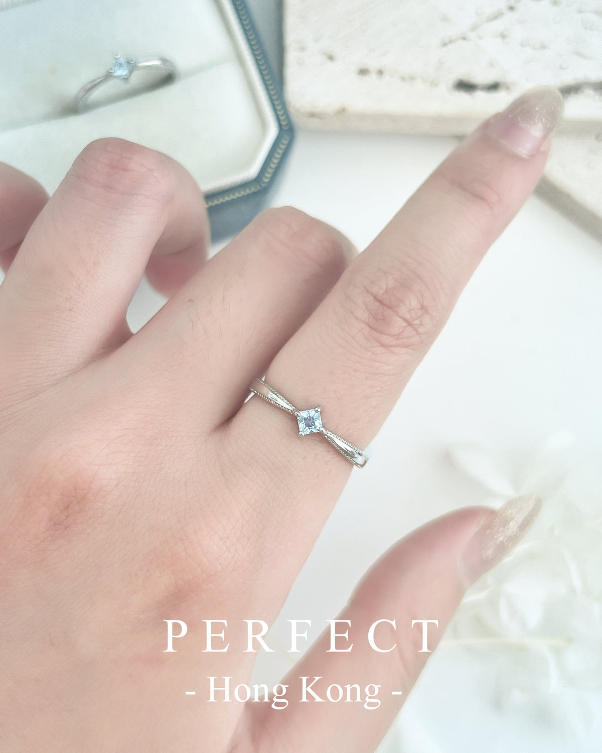 ✨Aquamarine Ice Cube S925 Ring | 海藍寶🧊方糖戒指✨