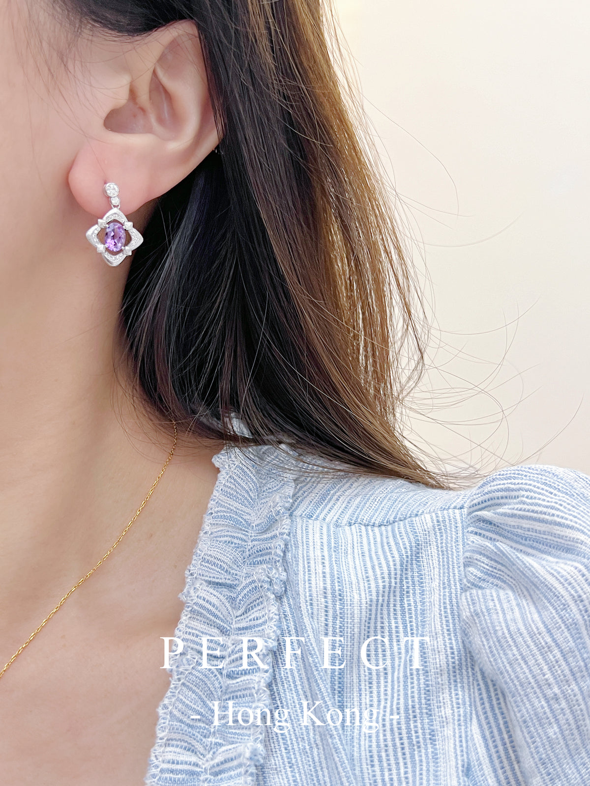 ✨1.5ct Amethyst S925 Earrings | 紫水晶拉絲菱形耳釘✨💜