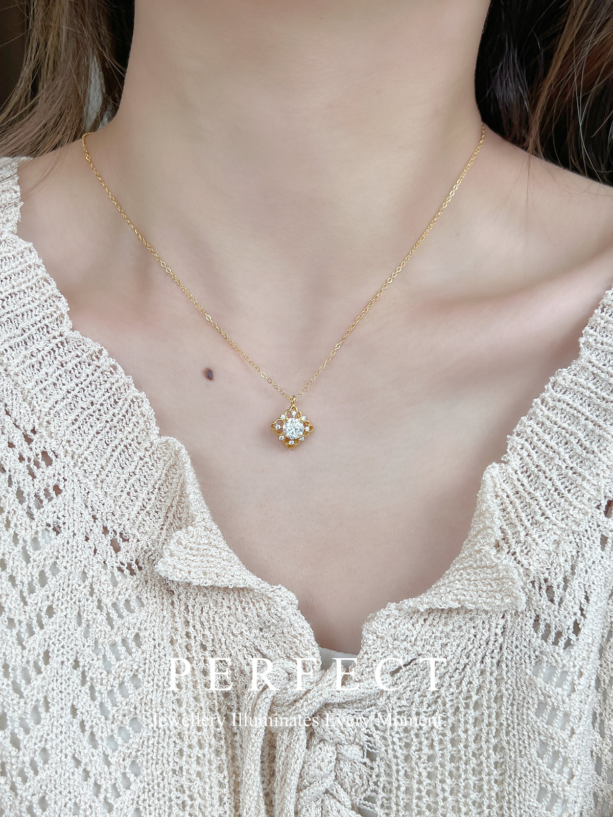 Gemstone Clover Filigree S925 Pendant | 寶石四葉草鏤空吊墜