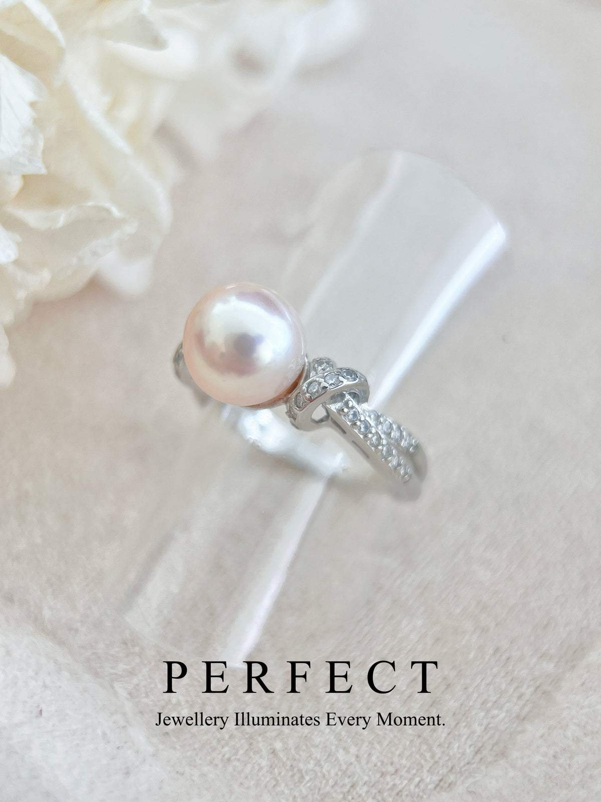 8-8.5mm Freshwater Pearl S925 Ring | 極光粉淡水繩結戒指