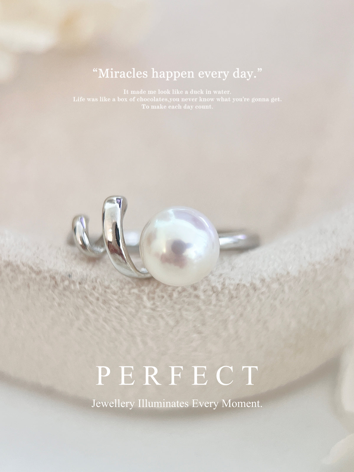 7-7.5mm Freshwater Pearl Ribbon S925 Ring 扭扭絲帶淡水珍珠戒指