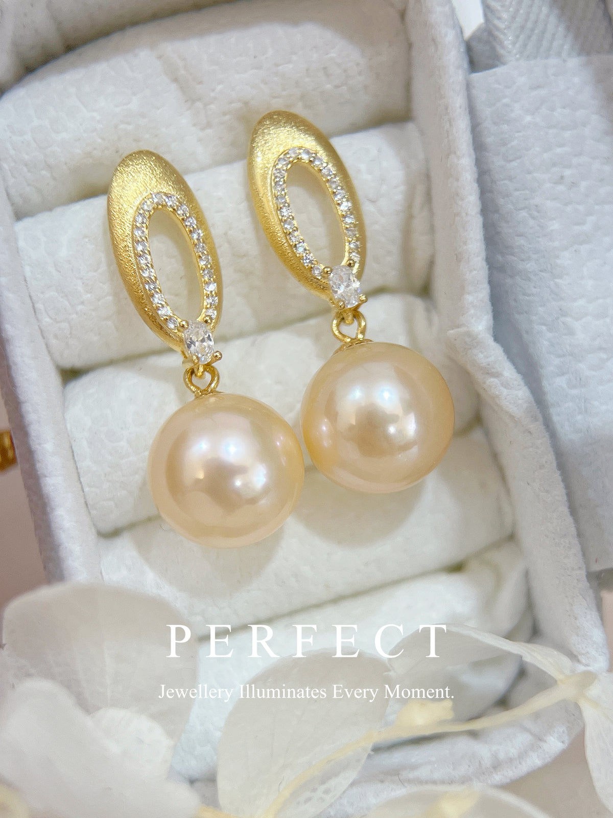 10.4mm Freshwater Orange Pearl S925 Earrings |淡水橙珠🍊磨沙耳釘