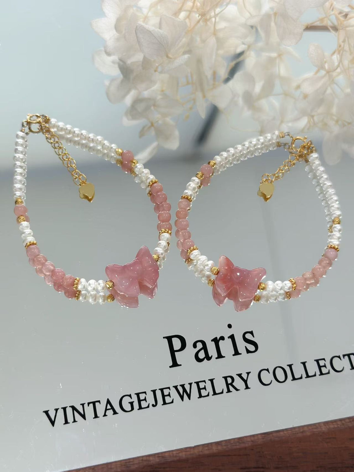 Freshwater Pearl & Strawberry Quartz & Agate S925 Bracelet | 淡水珍珠&草莓晶&鹽源瑪瑙設計手鏈