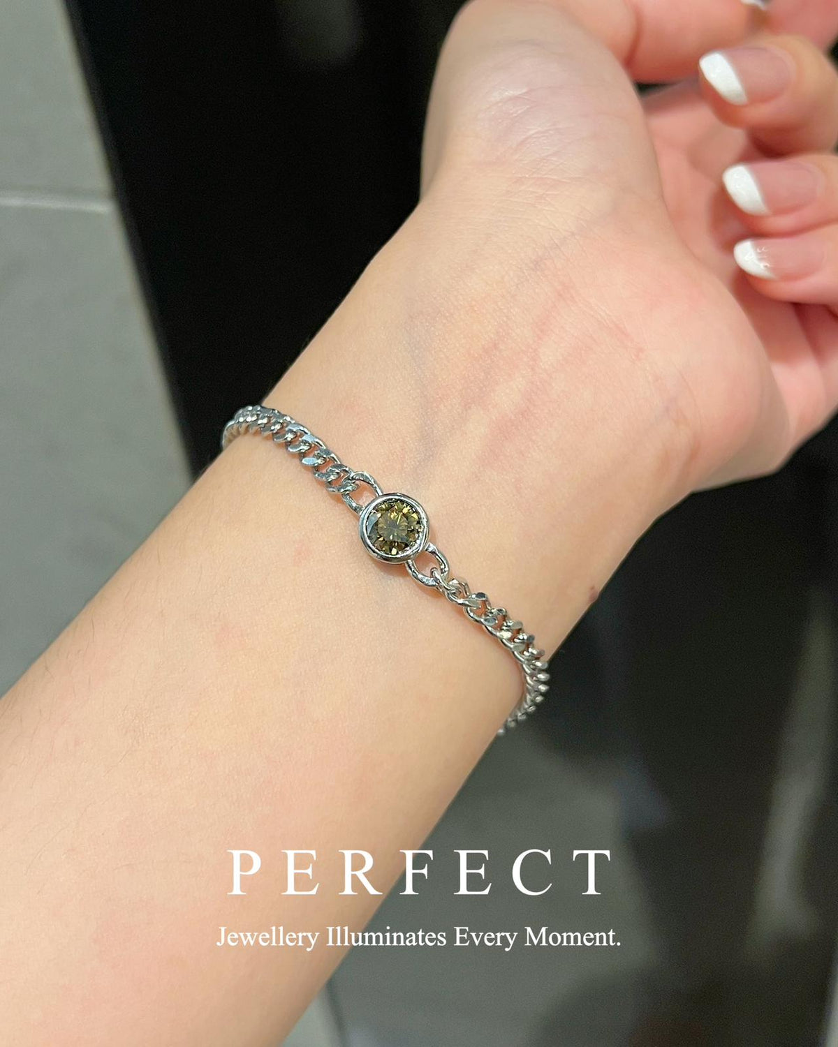 ✨1ct Olive Green Moissanite Bracelet | 橄欖綠莫桑石古巴手鍊✨💚