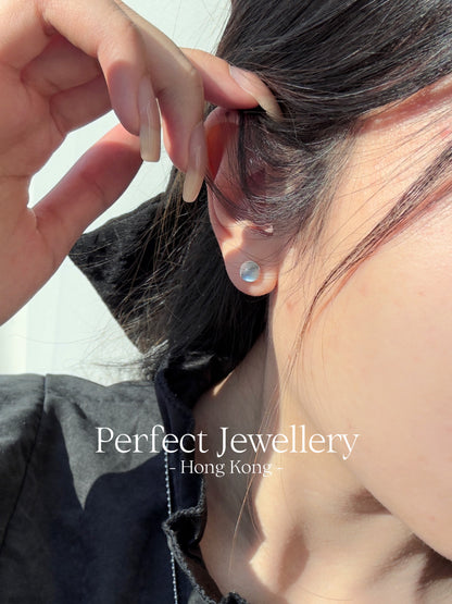Moonstone S925 Little Earring | 藍月光圓波波S925耳釘
