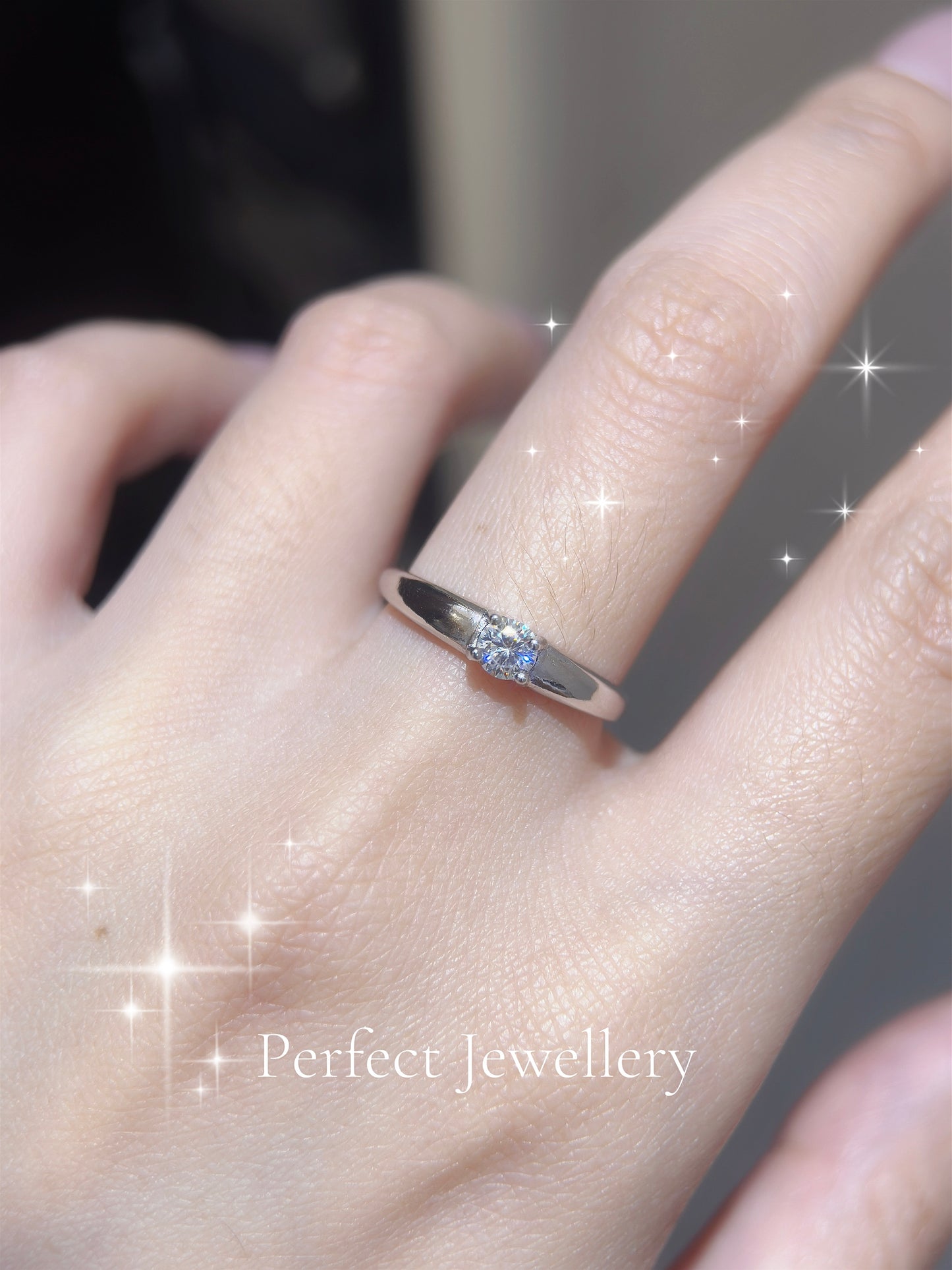 0.4ct Moissanite S925 Ring 💍 莫桑光面粗版戒指