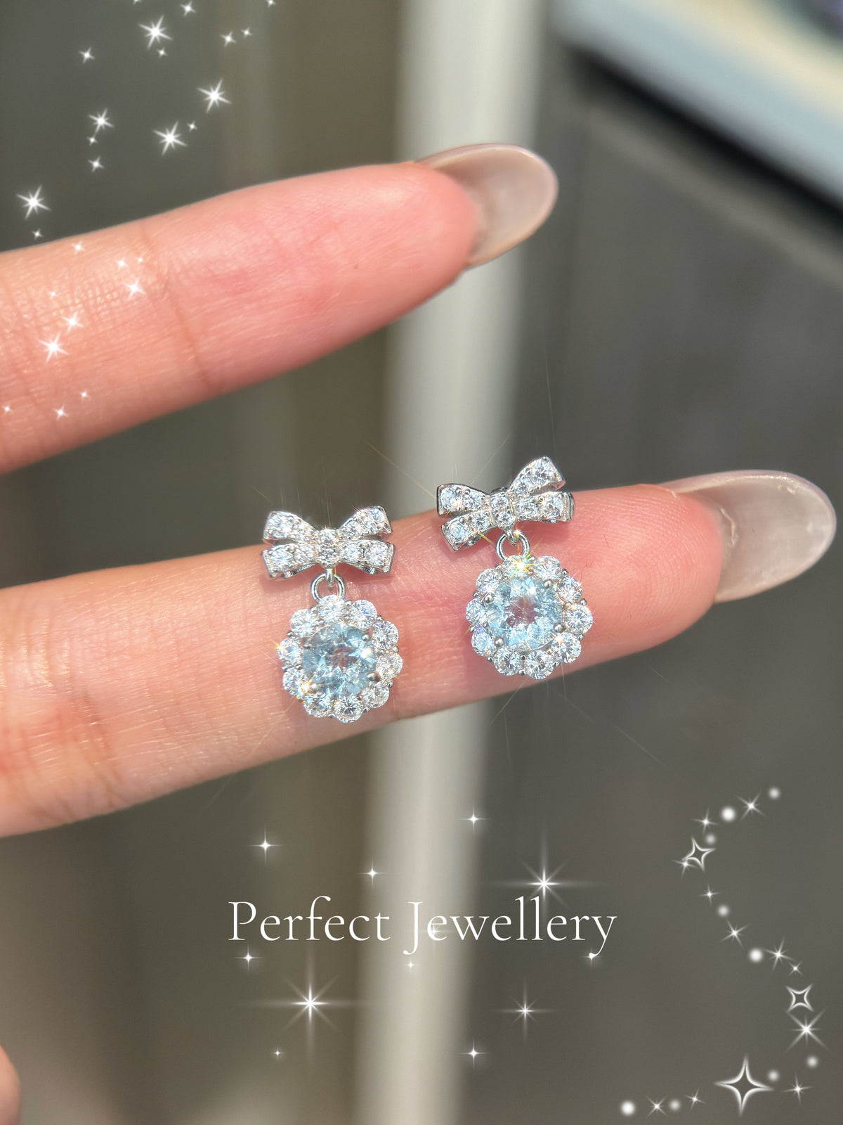 Gemstone Ribbon S925 Earring ✨ 寶石蝴蝶結耳釘