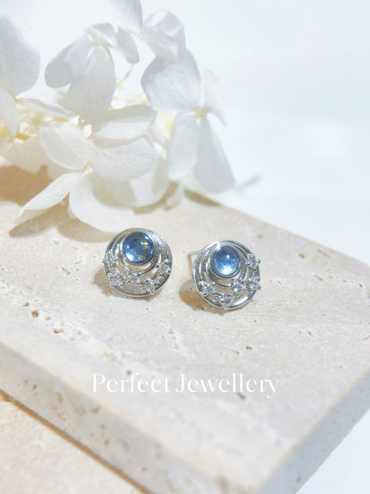 Aquamairen Earing 海藍寶銀河耳釘