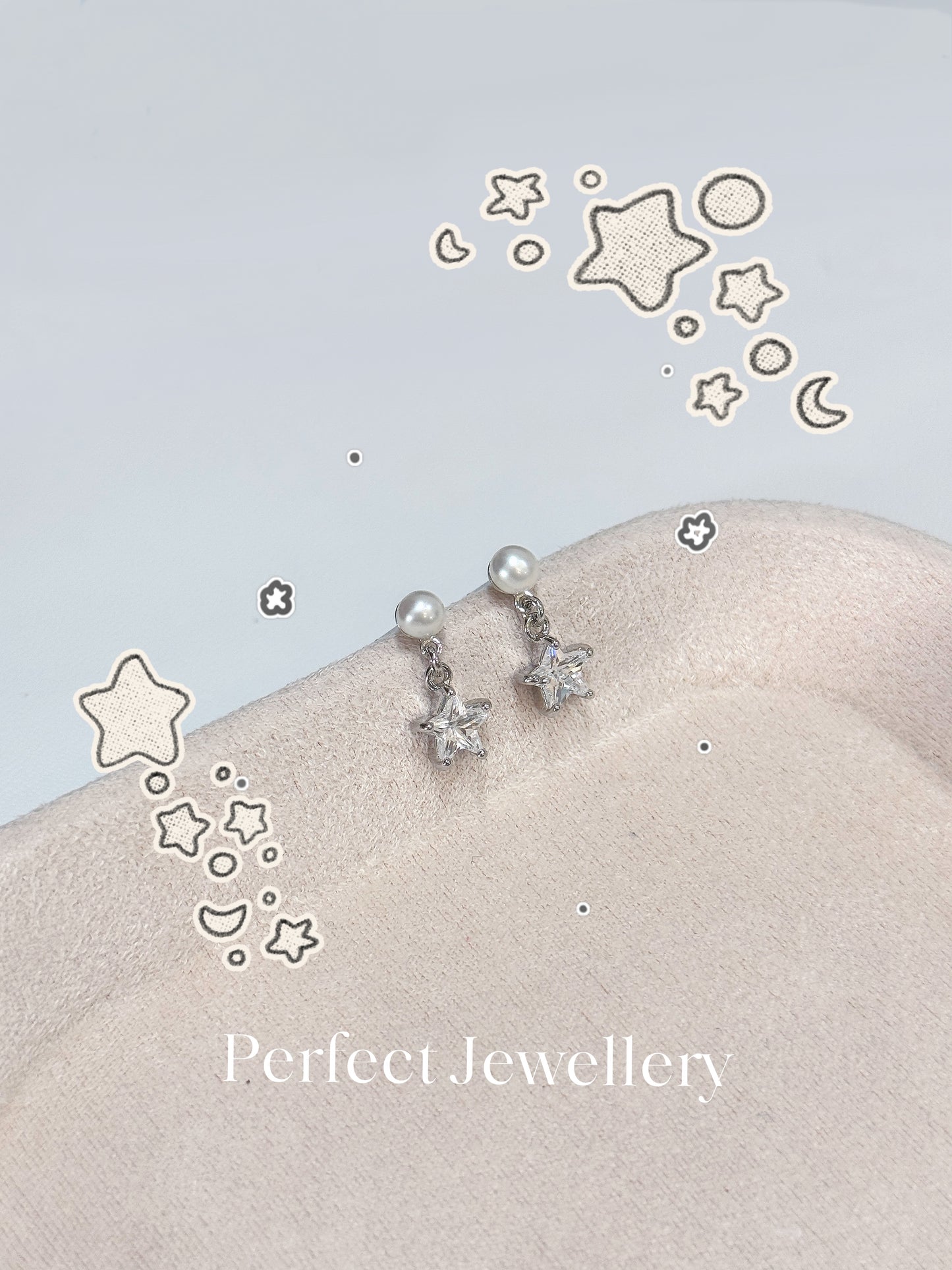 Freshwater Pearl Earring 💫 淡水珍珠銀星耳釘