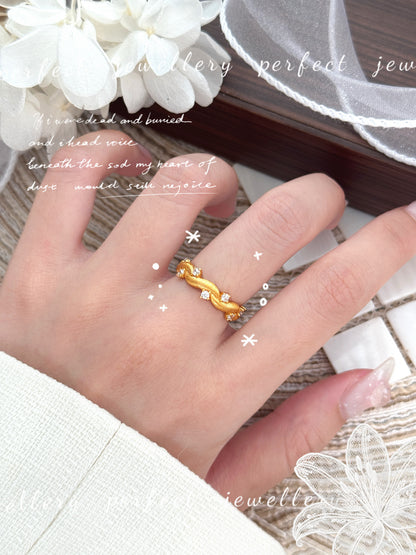 Flower Vines Italy Silver S925 Ring | 拉絲花蔓滿天星意大利銀工藝S925戒指💍✨