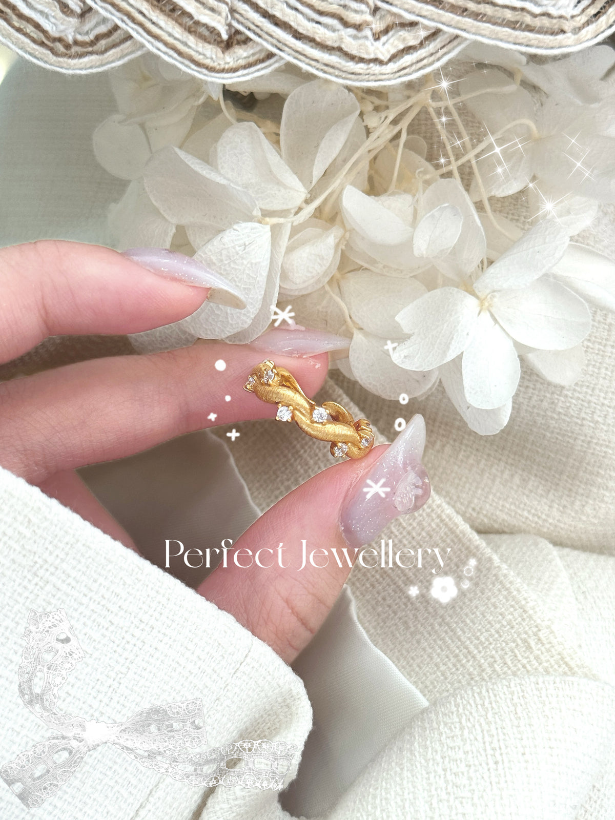 Flower Vines Italy Silver S925 Ring | 拉絲花蔓滿天星意大利銀工藝S925戒指💍✨