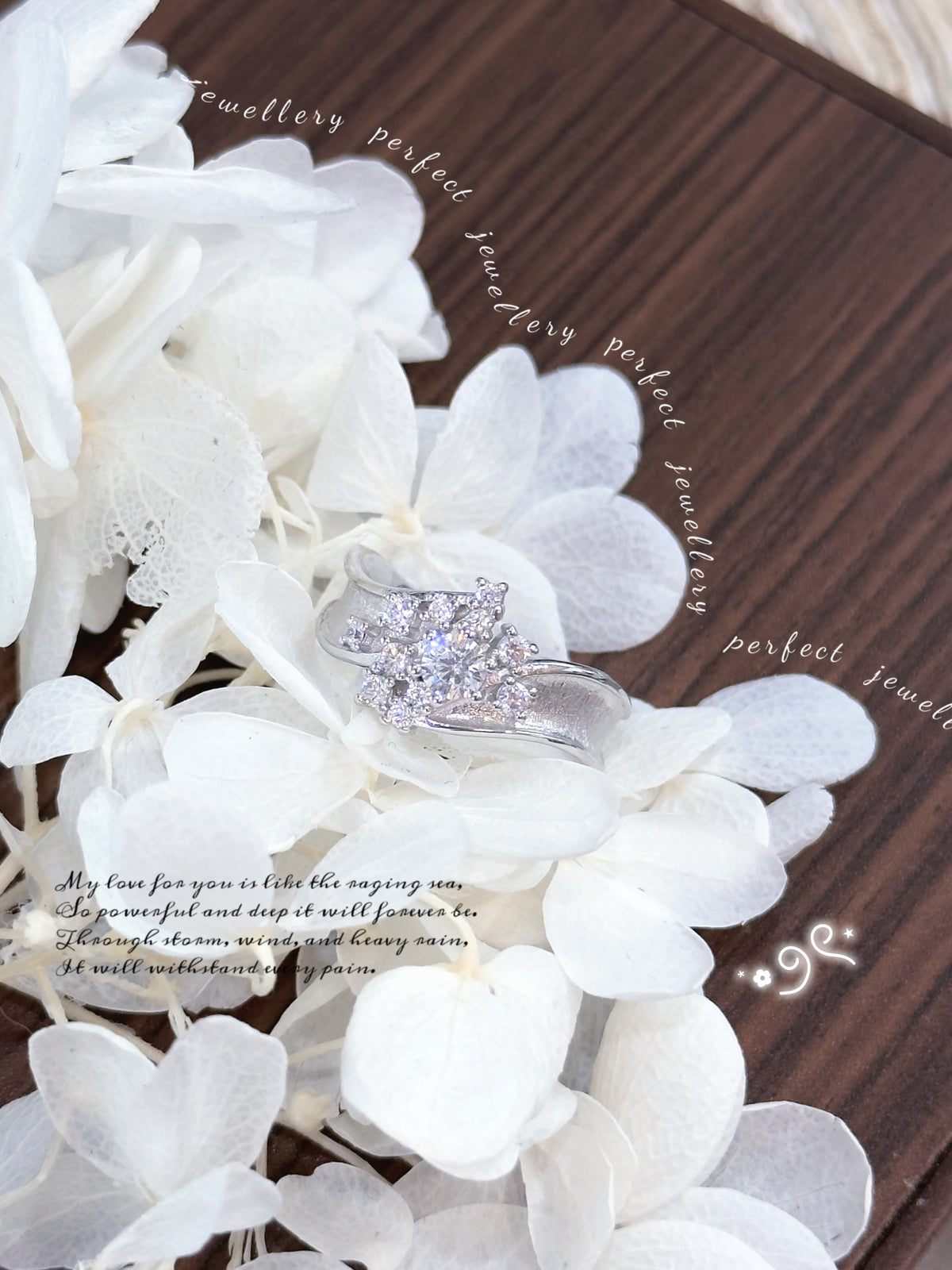 Flower Like Italy Silver S925 Ring | 拉絲繁花閃鑽意大利銀S925戒指💍✨