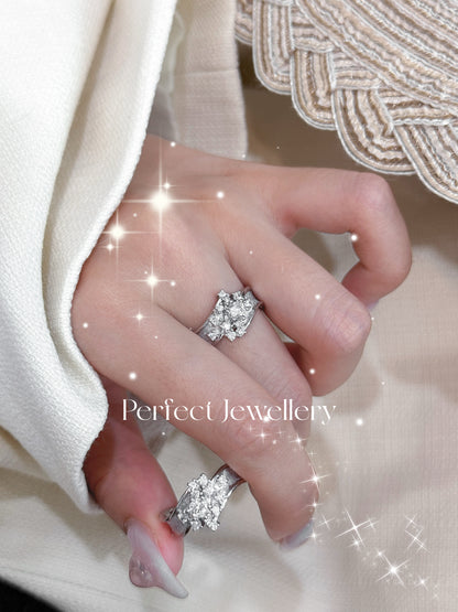 Flower Like Italy Silver S925 Ring | 拉絲繁花閃鑽意大利銀S925戒指💍✨