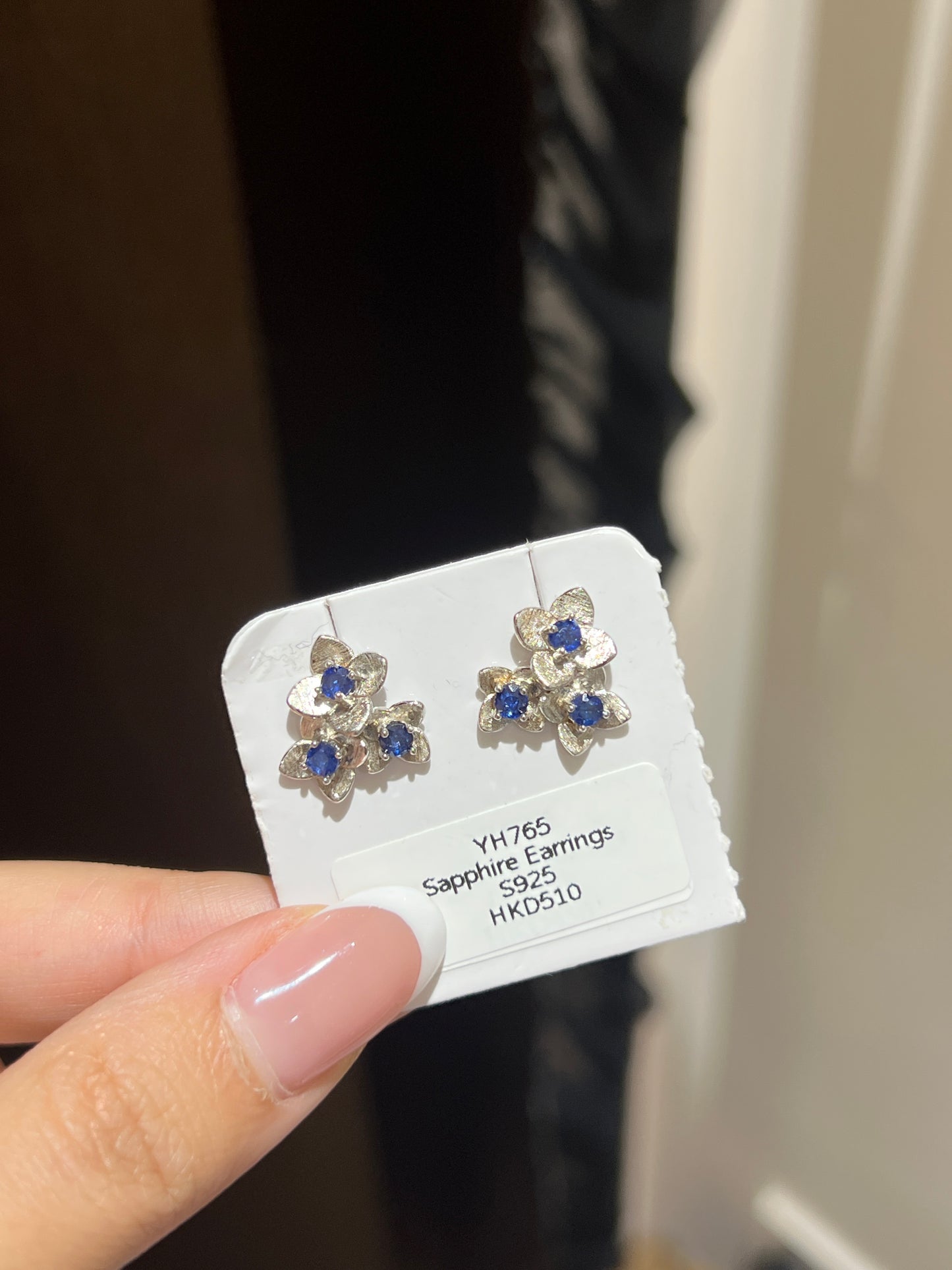 藍寶石花花S925銀耳釘💎