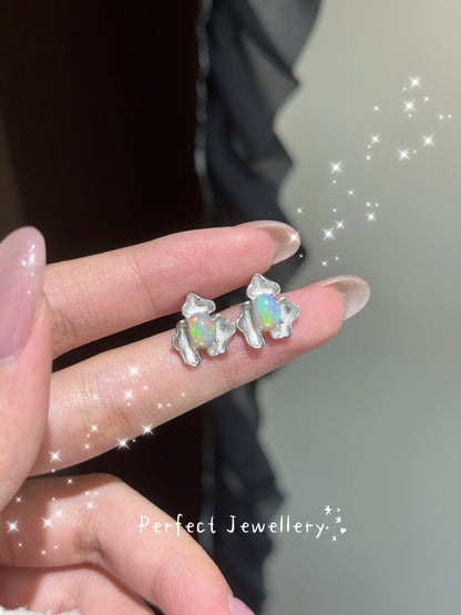 Opal 🫧S925 Earring | 白澳寶S925浪花🌊耳釘✨