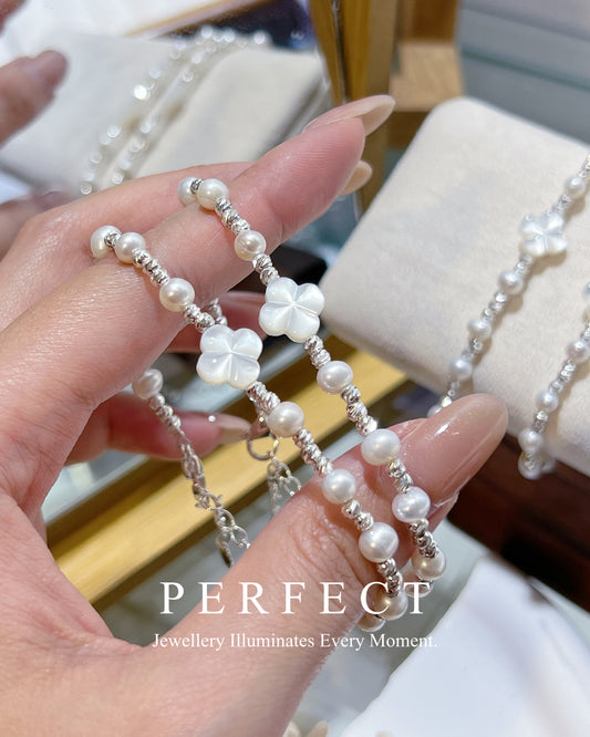 ✨Clover 🍀Freshwater Pearl Bracelet | 幸運四葉草母貝淡水珍珠手鏈✨