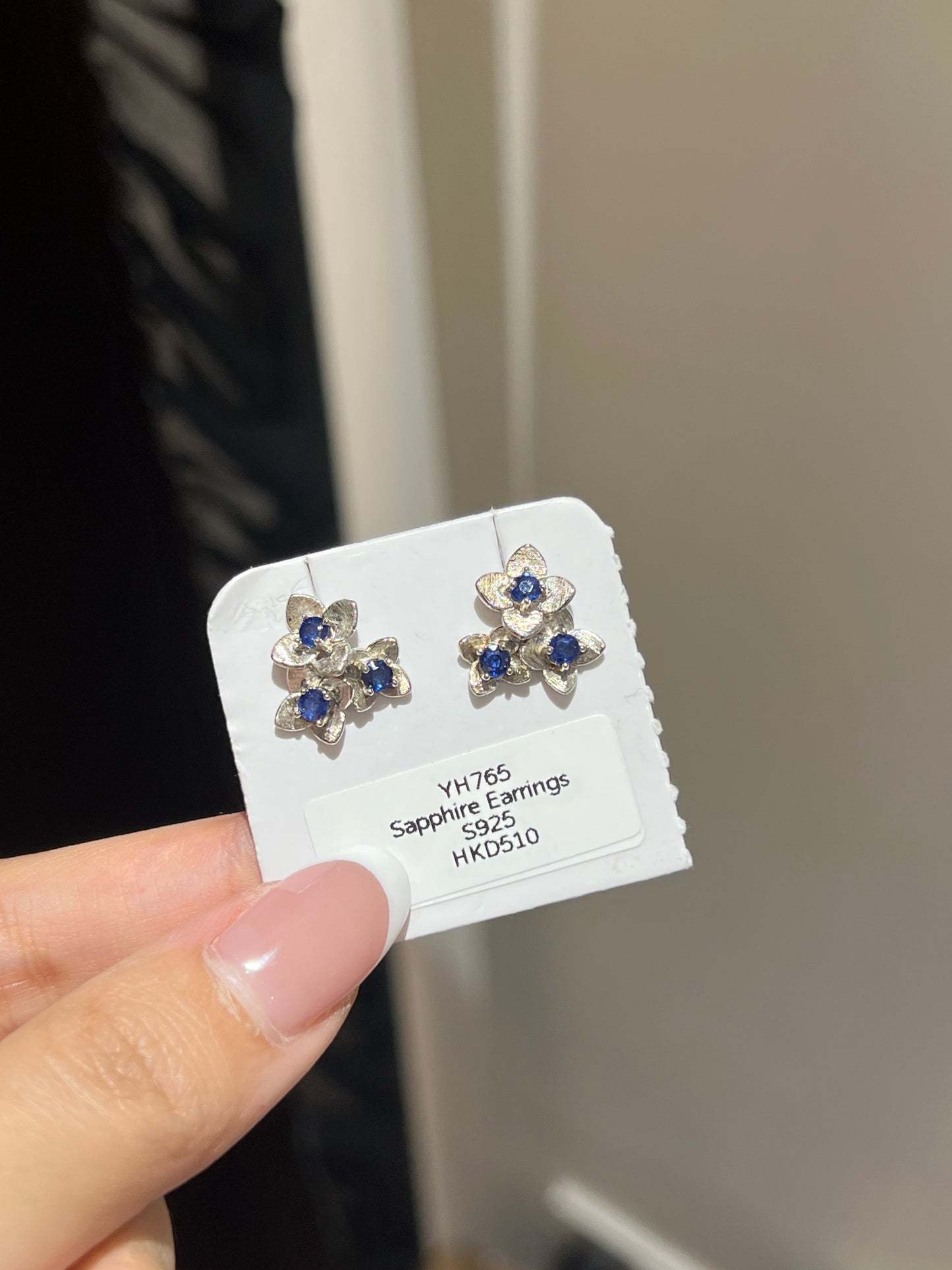 藍寶石花花S925銀耳釘💎