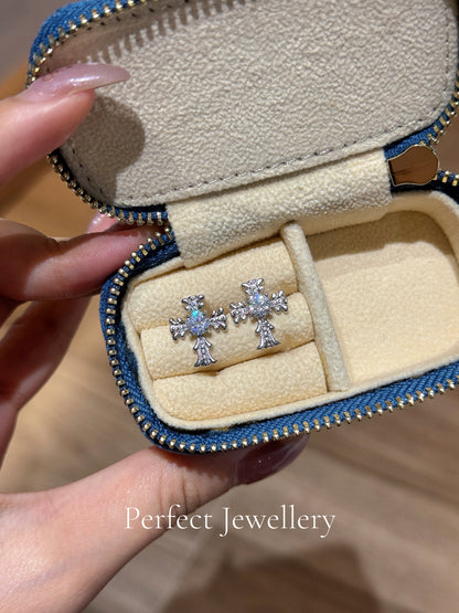 [Brass] 1ct Moissanite Earring ✨克羅地亞十字架耳釘