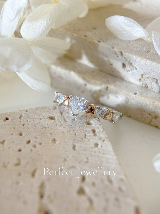 Heart 💓 Shape Cubic Zirconia S925 Ring ✨ 爆閃高碳鑽雙色愛心戒指