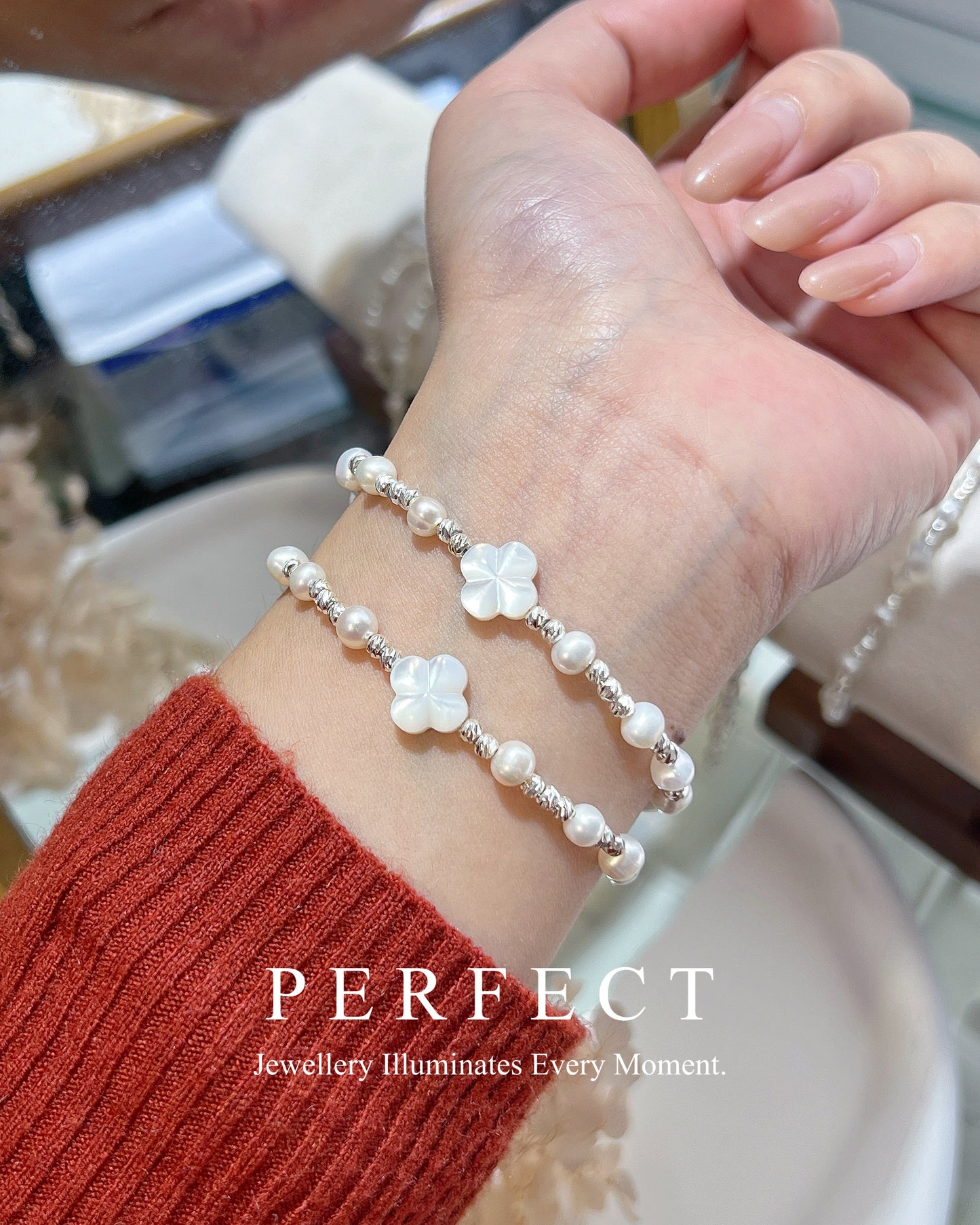 ✨Clover 🍀Freshwater Pearl Bracelet | 幸運四葉草母貝淡水珍珠手鏈✨