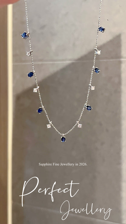 Stella Blue Sapphire S925 Necklace | 藍寶石滿天星項鏈✨