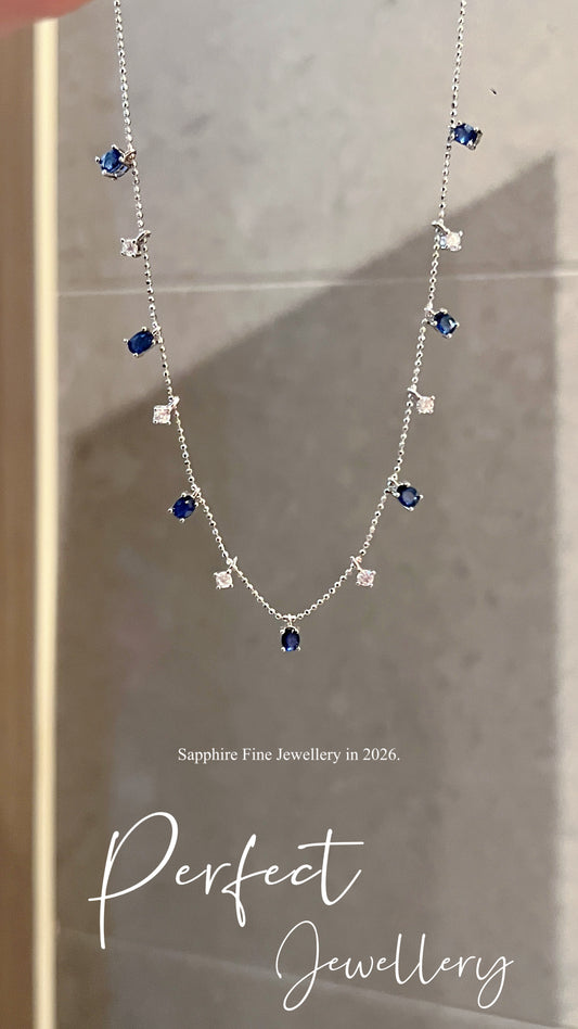 Stella Blue Sapphire S925 Necklace | 藍寶石滿天星項鏈✨