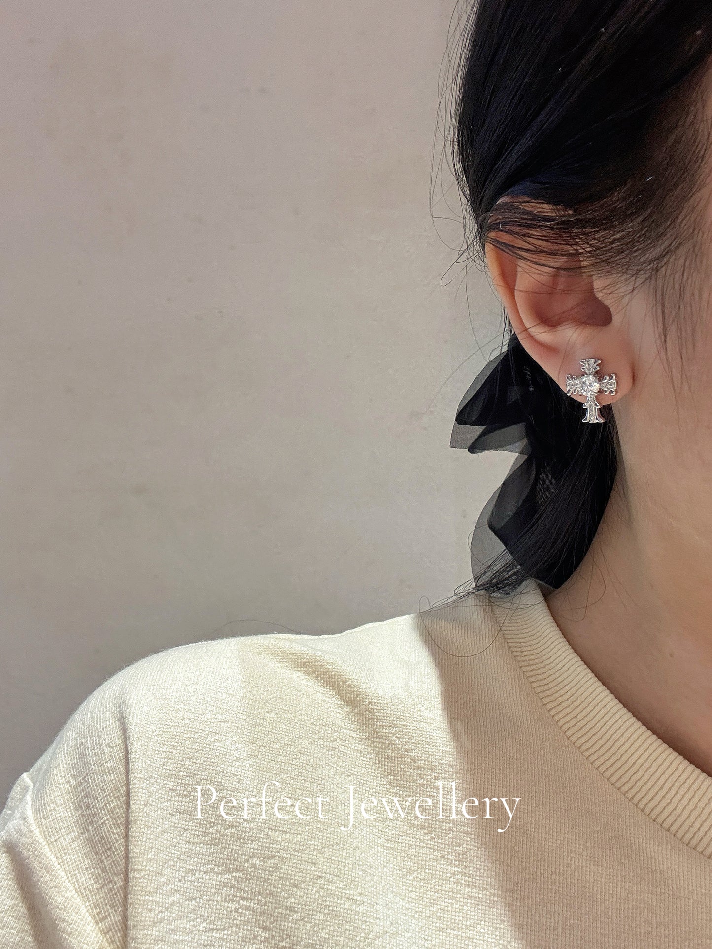 [Brass] 1ct Moissanite Earring ✨克羅地亞十字架耳釘
