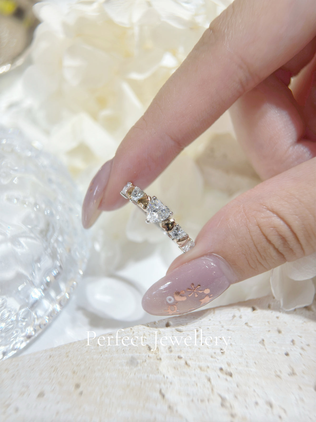 Heart 💓 Shape Cubic Zirconia S925 Ring ✨ 爆閃高碳鑽雙色愛心戒指