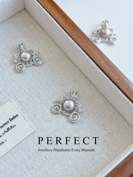 ✨🎃Pumpkin Carriage Freshwater Pearl Pendant｜南瓜車珍珠吊墜✨👑