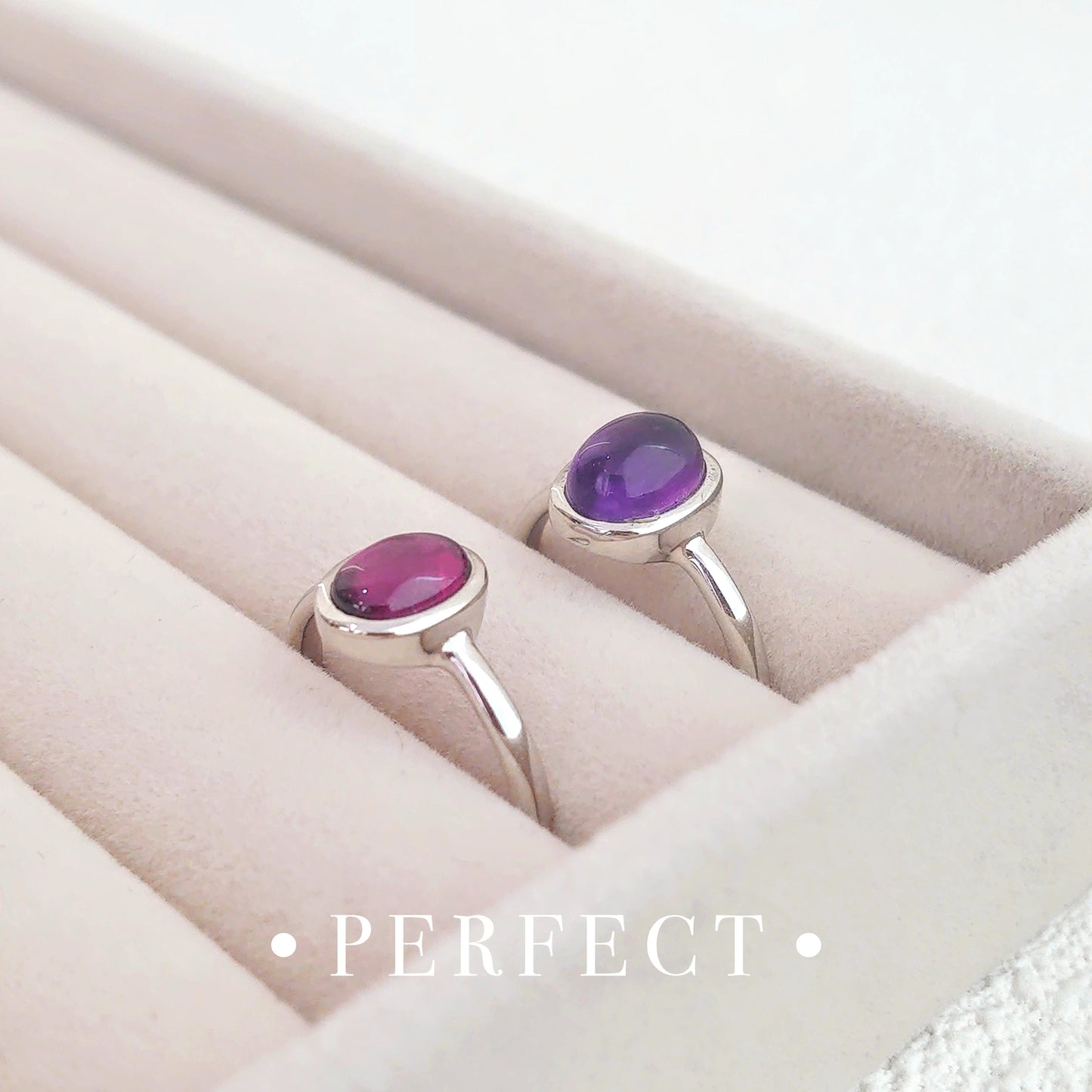 Sugar Bean Purple Garnet S925 Ring 紫牙烏包邊戒指