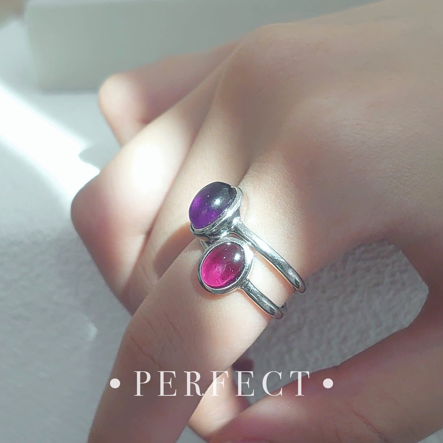 Sugar Bean Purple Garnet S925 Ring 紫牙烏包邊戒指
