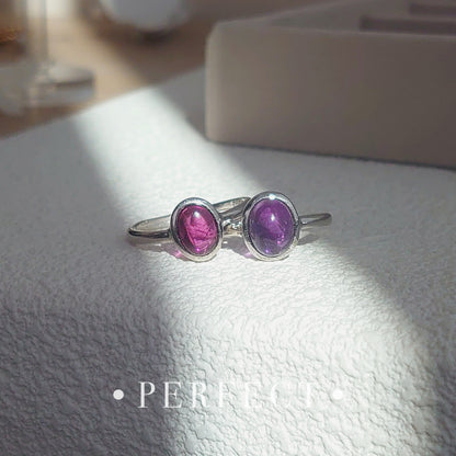 Sugar Bean Purple Garnet S925 Ring 紫牙烏包邊戒指