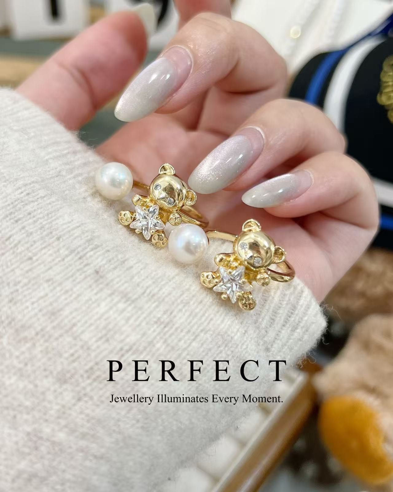 ✨Freshwater Pearl Teddy Bear 🧸 Ring | 淡水珍珠熊仔戒指✨💛🌻🐾
