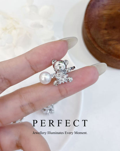 ✨Freshwater Pearl Teddy Bear 🧸 Ring | 淡水珍珠熊仔戒指✨💛🌻🐾