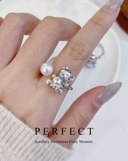 ✨Freshwater Pearl Teddy Bear 🧸 Ring | 淡水珍珠熊仔戒指✨💛🌻🐾