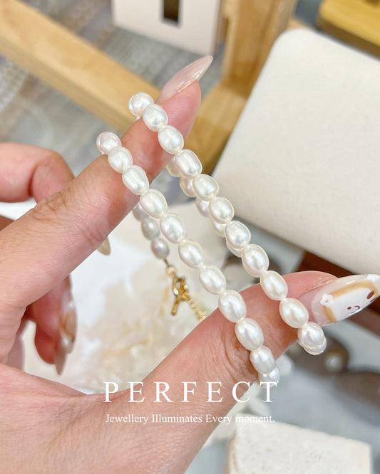 🍦✨ Creamy ｜Freshwater Pearl Bracelet 極光淡水米型珍珠手鍊✨
