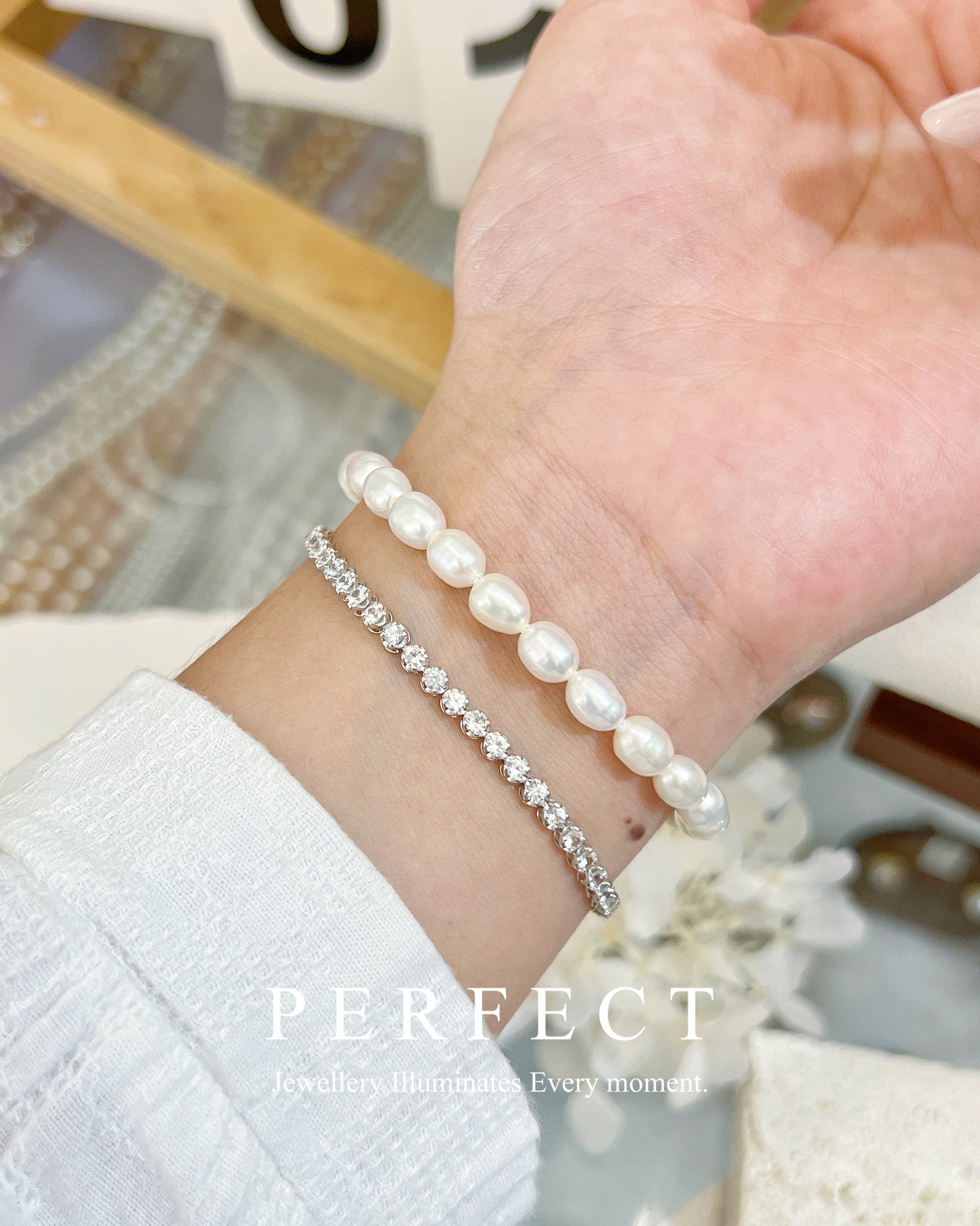 🍦✨ Creamy ｜Freshwater Pearl Bracelet 極光淡水米型珍珠手鍊✨